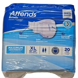 Attends Briefs Maximum Absorbency Size XL‎ 20 Count Adult Incontinence Underwear